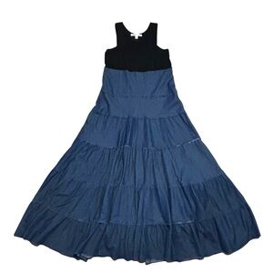 KAREN By Karen Kane Sleeveless Tiered Denim Maxi Dress Size Medium